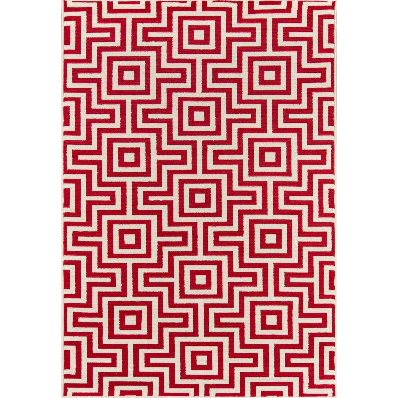 4'X6' Geometric Woven Accent Rug Red - Momeni