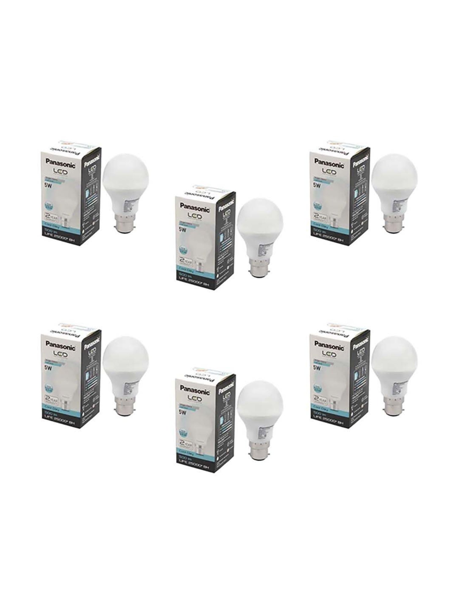 Panasonic B22 5Watt LED Bulb - Pack of 6 (Cool Day Light)