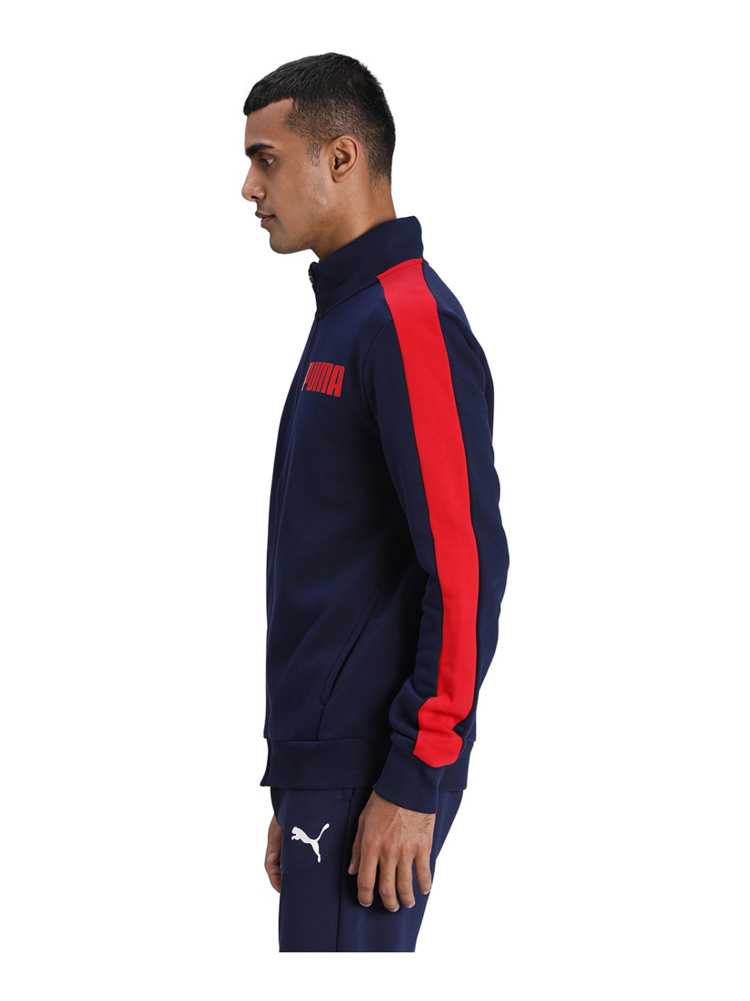 Puma Navy Cotton Regular Fit Sports Jacket