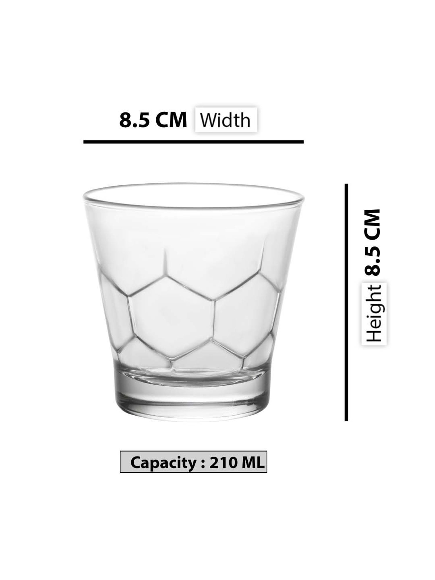Duralex 'Hexagone' Transparent Glass 24.5 cm Tumbler (0.21 L) - Set of 6