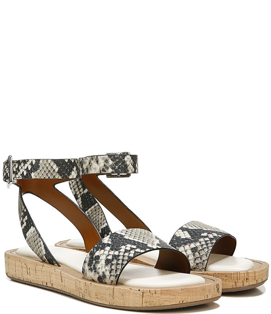 Franco Sarto Eden Snake Print Leather Ankle Strap Sandals