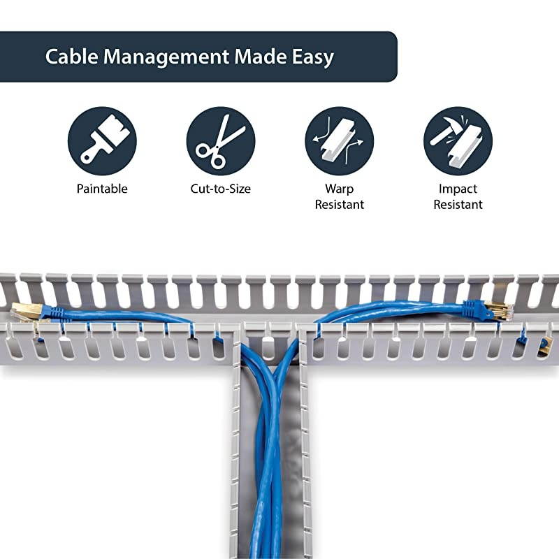 com Server Rack Cable Management 2x2in Open Slot Network Data Cable Raceway Finger Duct Cable Management w Cover AD2X2