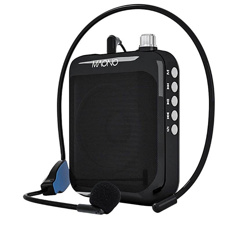 Portable Voice Amplifier  Lightweight Cardioid Rechargeable Wired Microphone with Waistband and LED Display, Support FM/MP3/TF card for Teachers, Tour Guides, Coaches, Training, Promotion, AU-C01