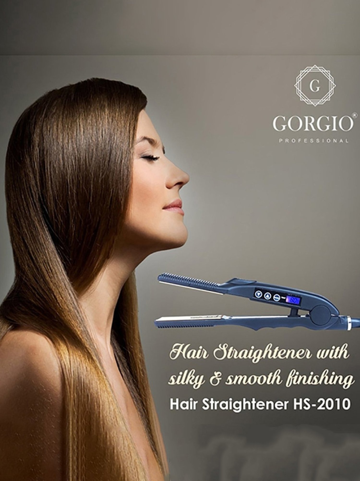 Gorgio Professional HS2010 Gold Plated Hair Straightener (Black)