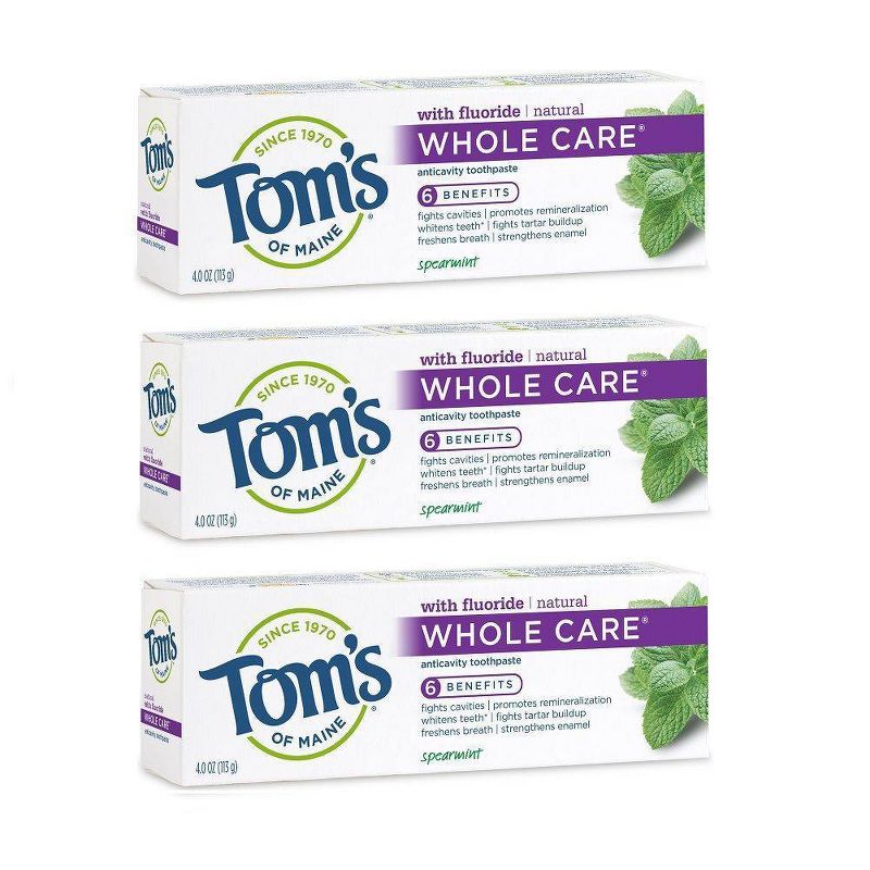 Tom's Of Maine Whole Care Anti-cavity Toothpaste Spearmint - 3pk