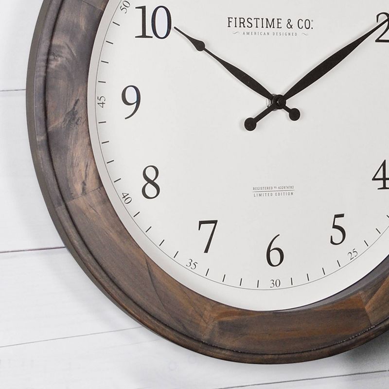 16" Barnes Wall Clock Rustic Brown - FirsTime