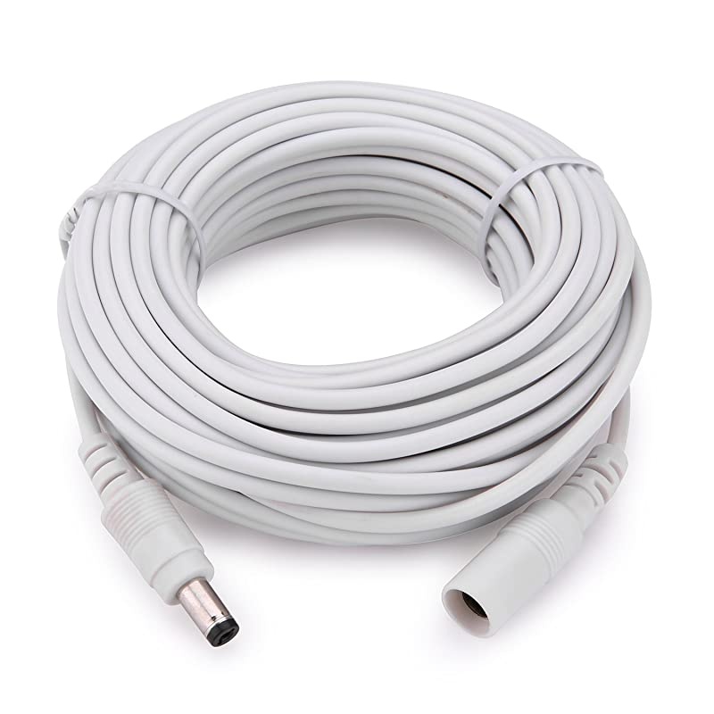 Power Extension Cable 33ft 21mm x 55mm Compatible with 12V DC Adapter Cord for CCTV Security Camera IP Camera Standalone DVR 33ftDC55mm Plug White
