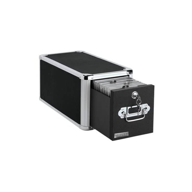 Locking Single Drawer CD File Cabinet 15 x 75 x 775 Inches Black VZ01173