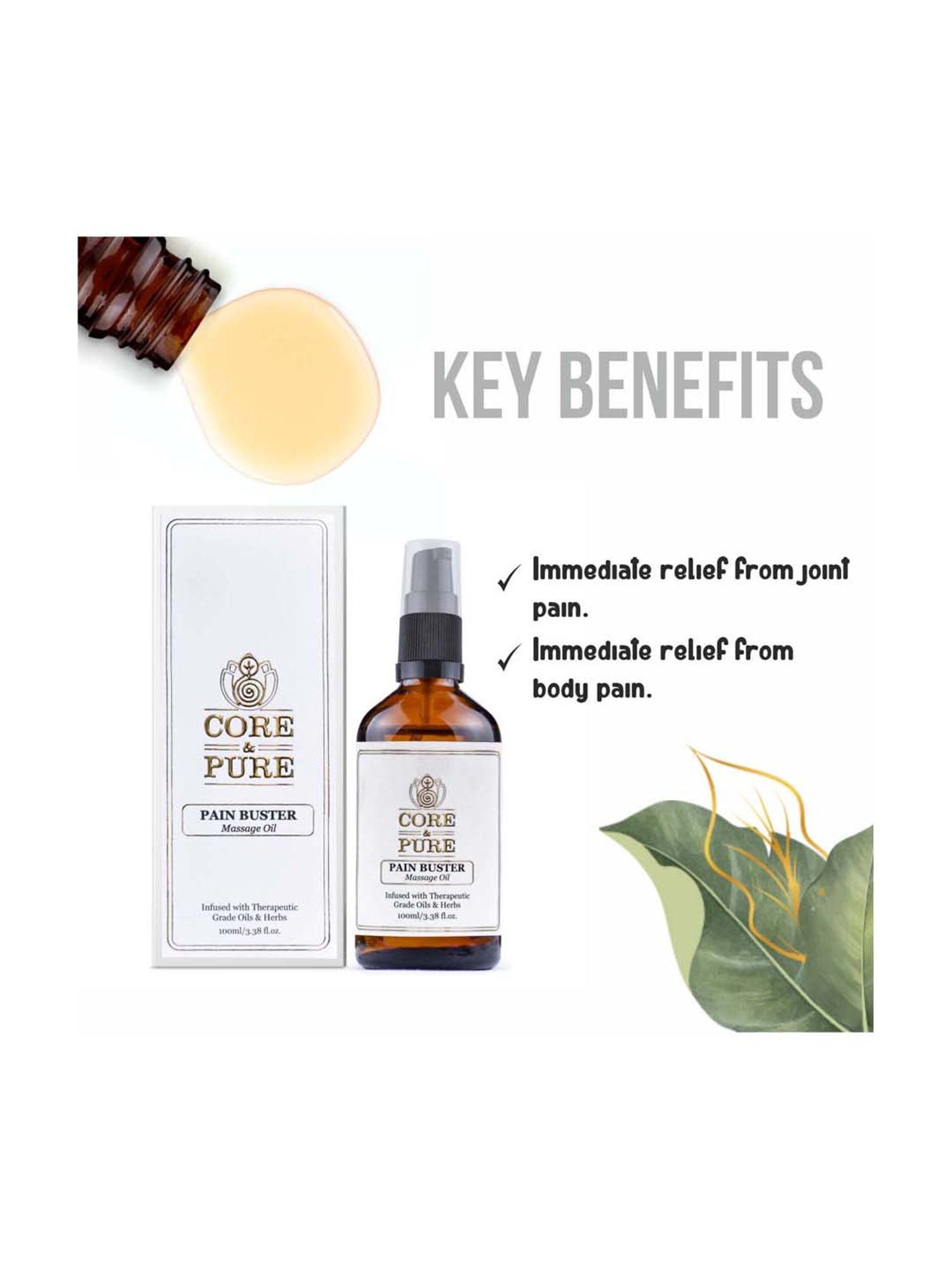 CORE & PURE Pain Buster Massage Oil - 100 ml