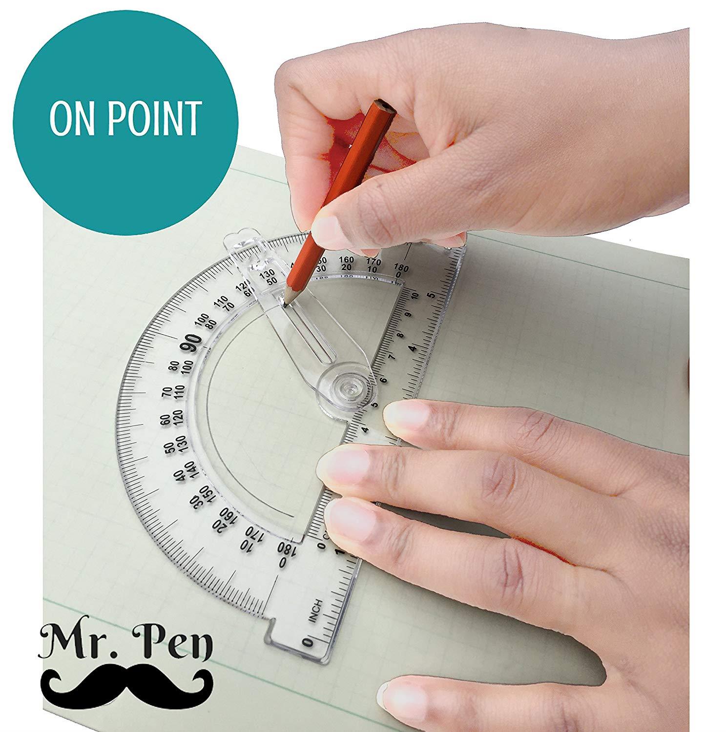 Mr. Pen- 15 Pcs Compass Set with Swing Arm Protractor (6"), Geometry Set for Students, Geometry Set for School, Divider, Set Squares, Ruler, Protractor, Compass Math, Compass and Protractor, Eraser