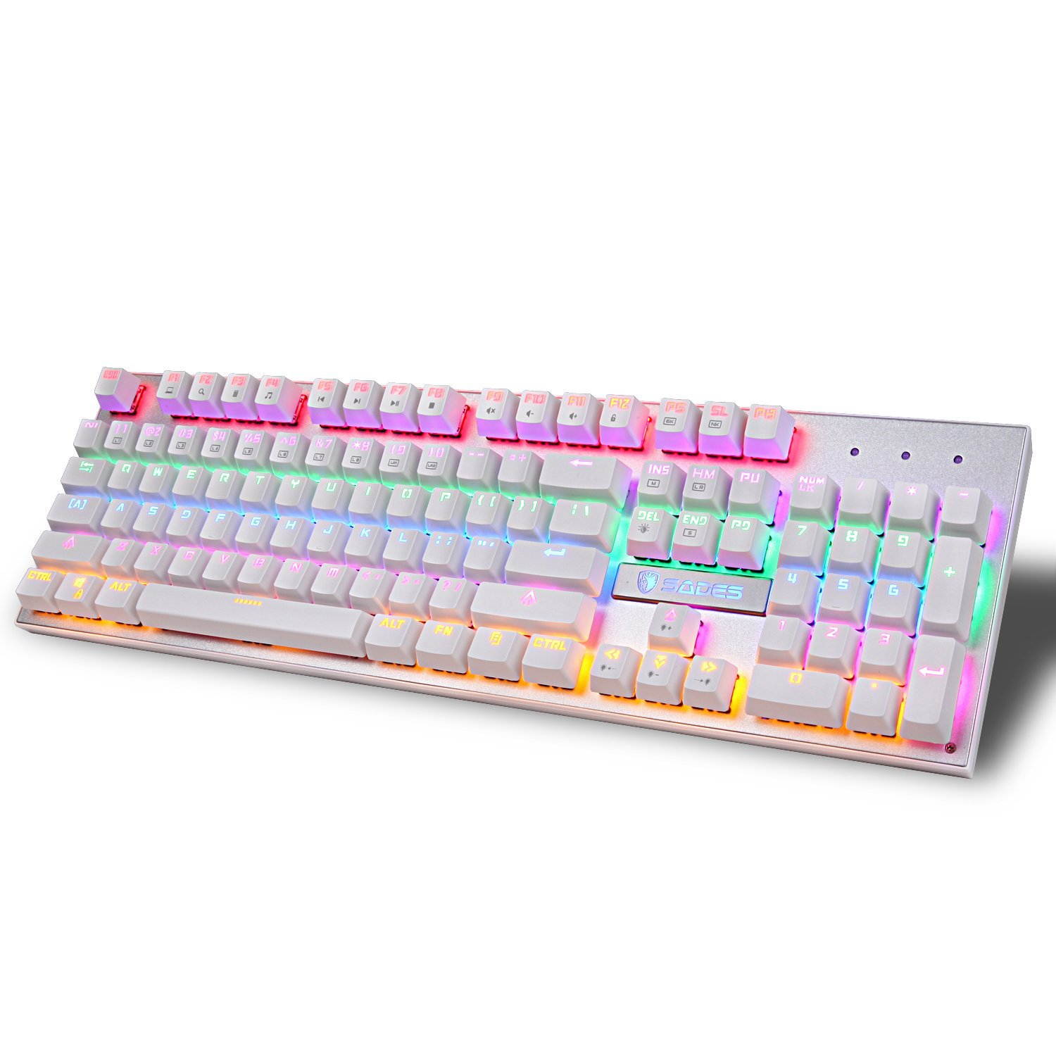 SADES K10 Multi-color LED Backlit Wired USB Mechanical Gaming Keyboard with Blue Switches