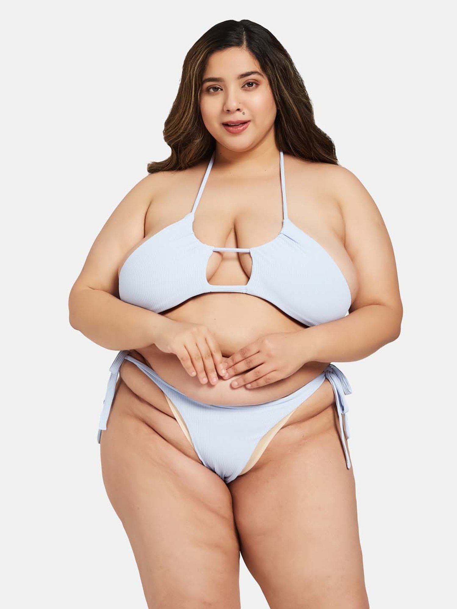 Secrets By ZeroKaata Mild Blue Plain Swimwear Bra Panty Set