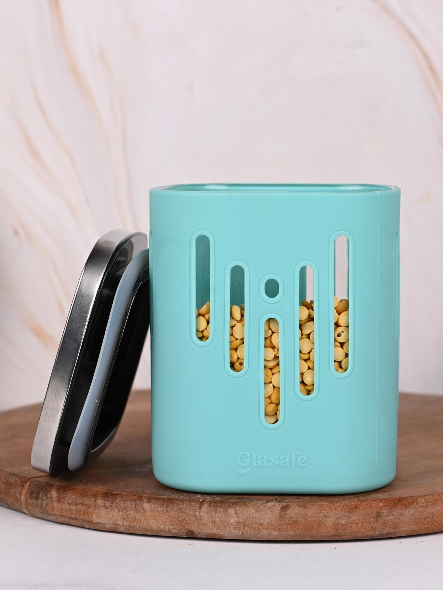 Glasafe 'O' Grip Mellow Green Borosilicate Container (900ml)