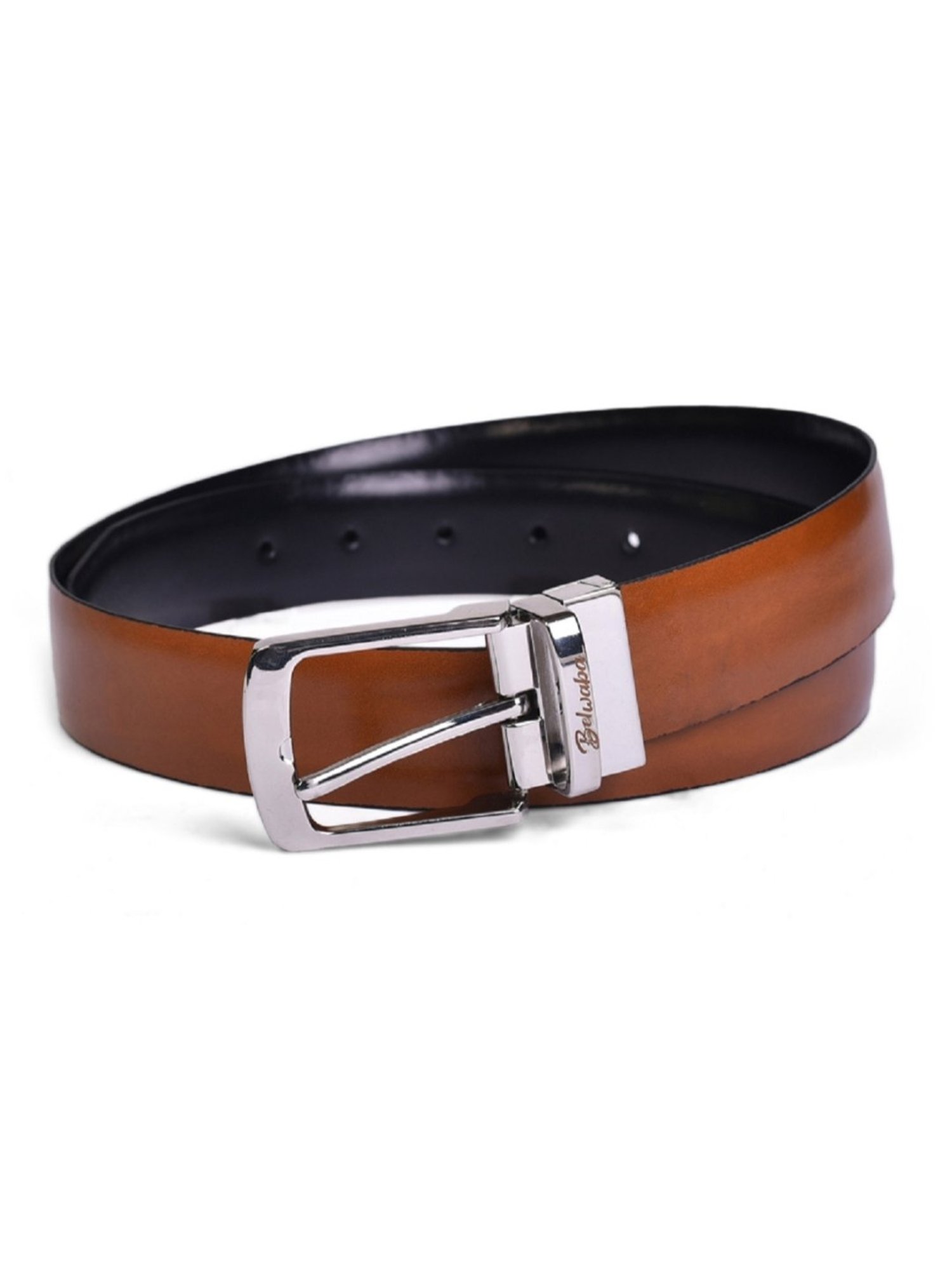 BELWABA Tan & Black Formal Reversible Leather Belt for Men