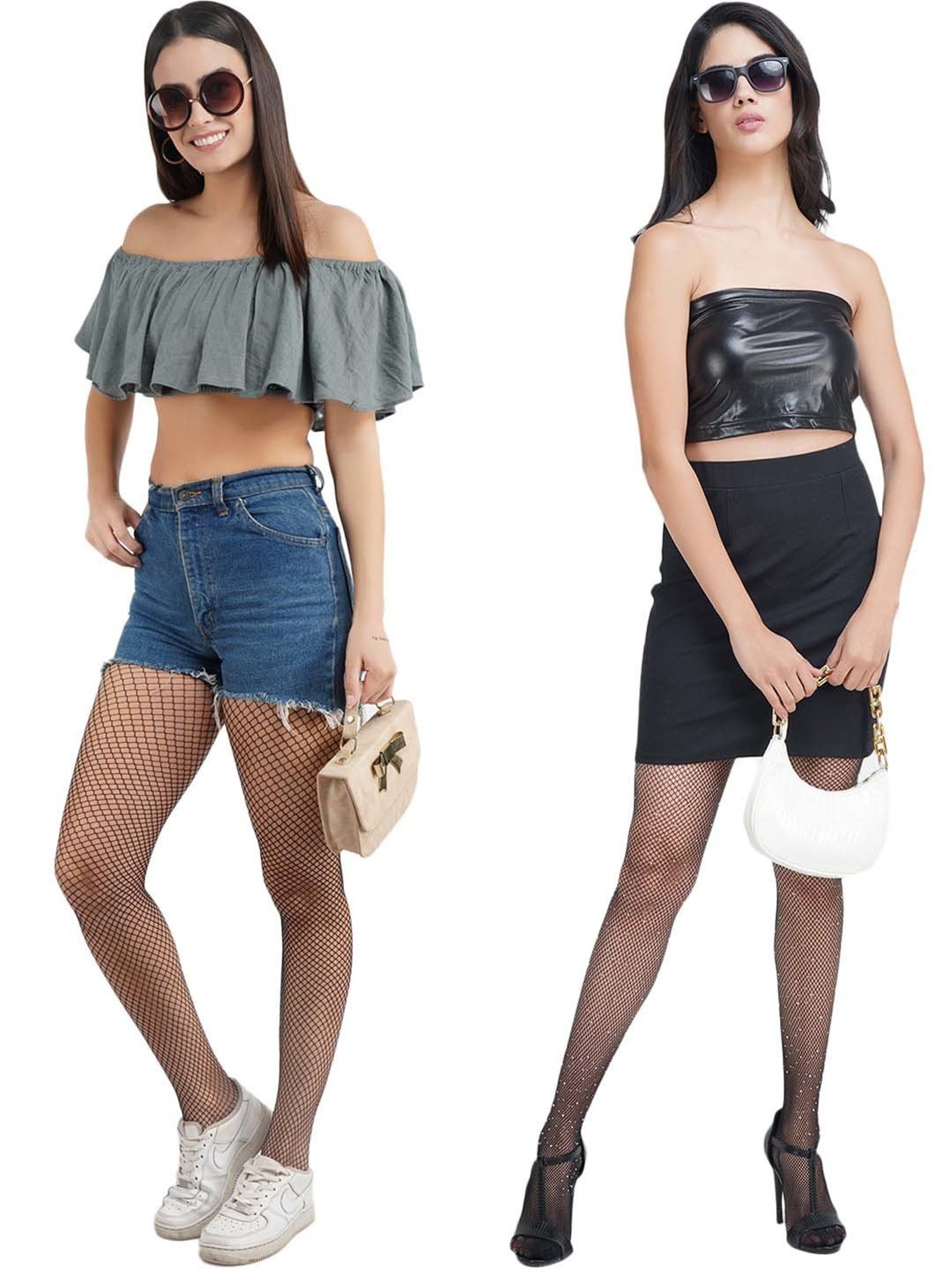 Secrets By ZeroKaata Black Plain Pantyhose Stockings - Pack Of 2