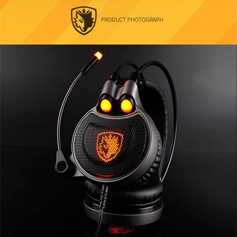 Sades R1 USB Wired Gaming Headphone 7.1 Surround Stereo 3 different Vibration Light Modes Headset With Mic for PUBG PC Laptop