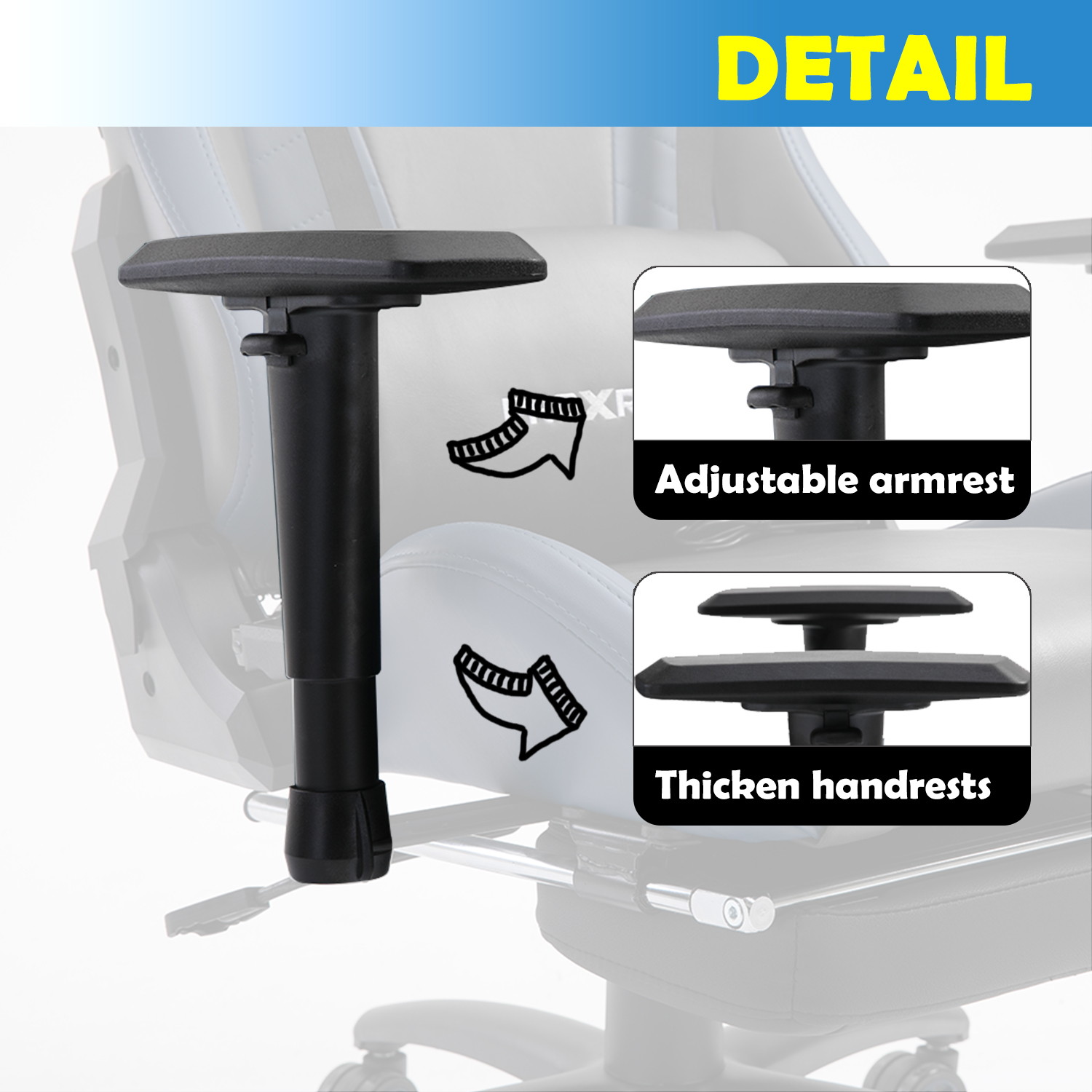 Walsport High-Back Racing Gaming Chair Office Chair Recliner Computer Chair Adjustable PU Leather Desk Chair with Massage Lumbar Support Footrest