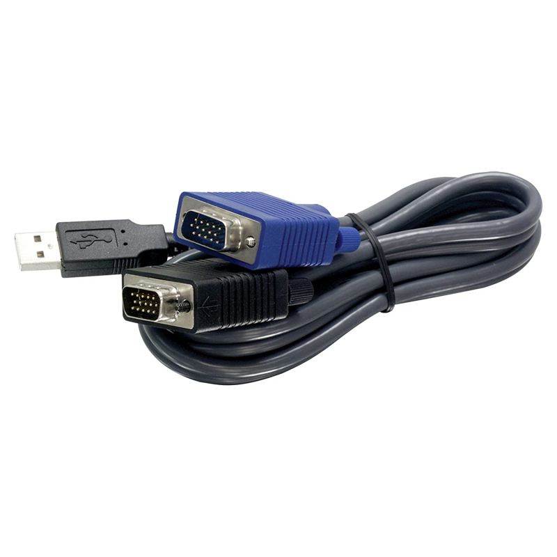 TRENDnet 2-in-1 USB VGA KVM Cable, TK-CU10, VGA/SVGA HDB 15-Pin Male to Male, USB 1.1 Type A, 10 Feet (3.1m), Connect Computers with VGA and USB Ports, USB Keyboard/Mouse Cable & Monitor Cable