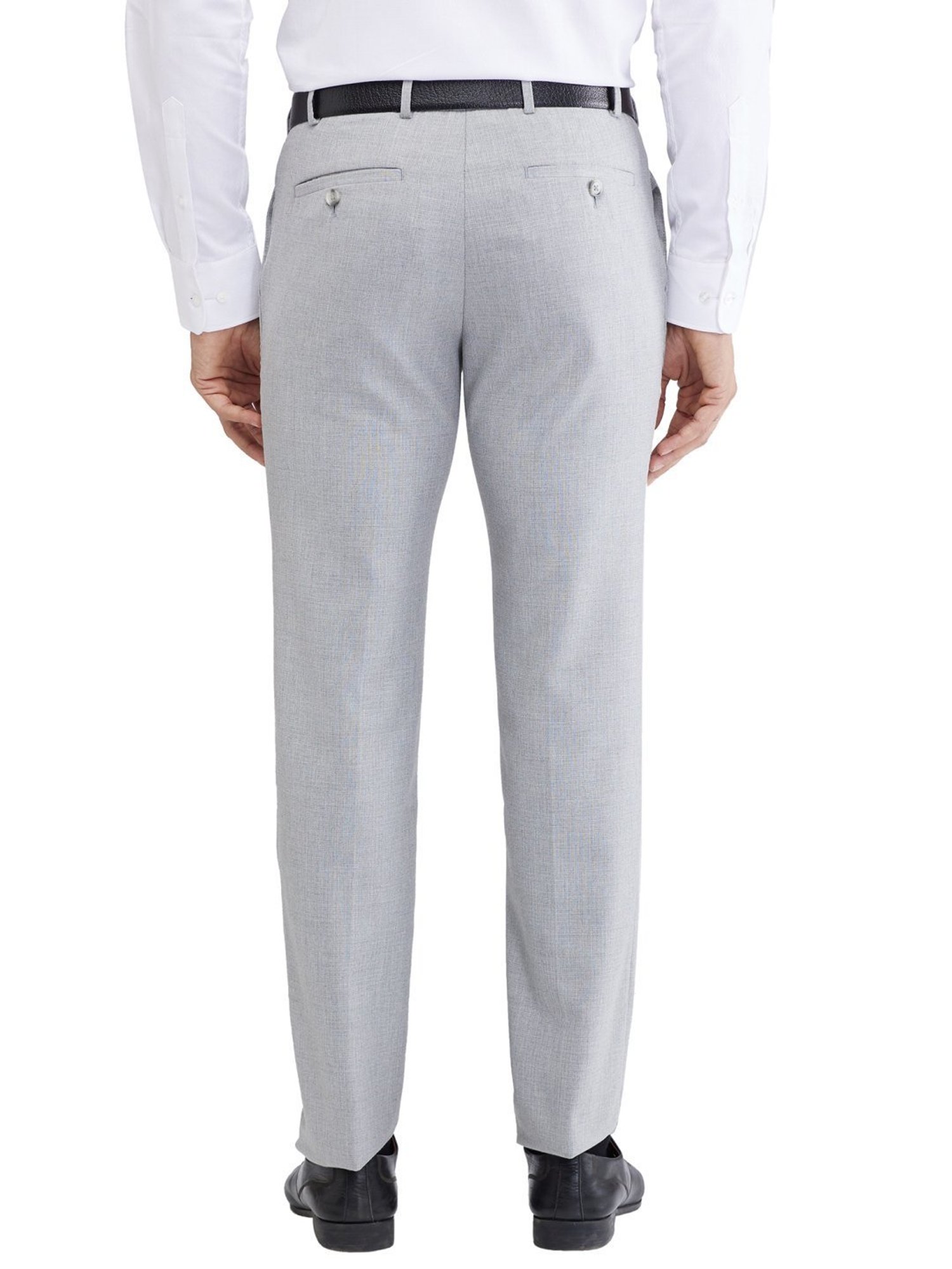 Raymond Grey Slim Fit Self Pattern Trousers