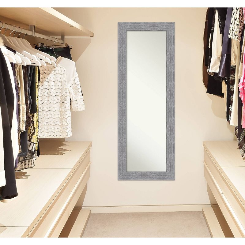 19" x 53" Bark Rustic Framed On the Door Mirror Gray - Amanti Art