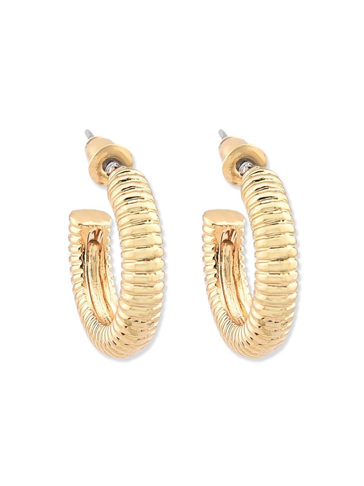 Lilly & Sparkle Gold-Toned Textured Hoop Earrings