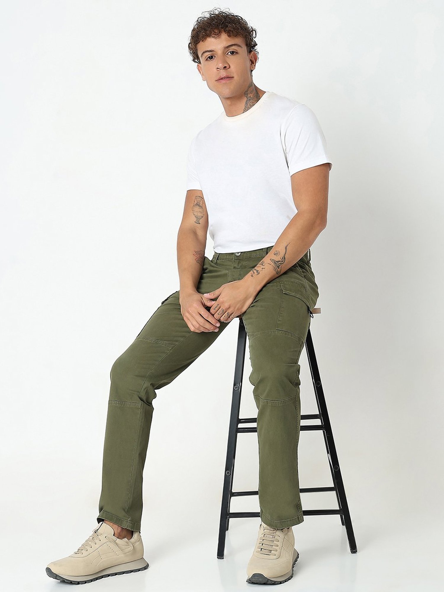 Spykar Green Regular Fit Cargos
