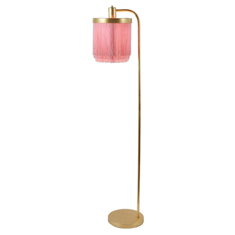 59.75" Framboise Fringe Shade Floor Lamp Gold Leaf - Decor Therapy
