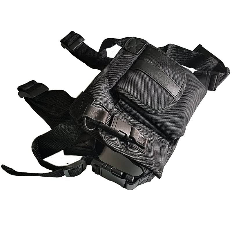 Universal Hands Free Chest Harness Bag Holster for Two Way Radio Rescue Essentials Leather Black