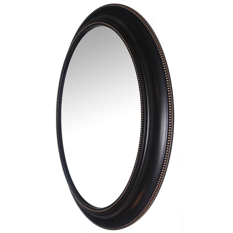 Infinity Instruments Traditional Antique Decorative 30-Inch Bead Framed Sonore Oval Wall Hanging Mirror, Black