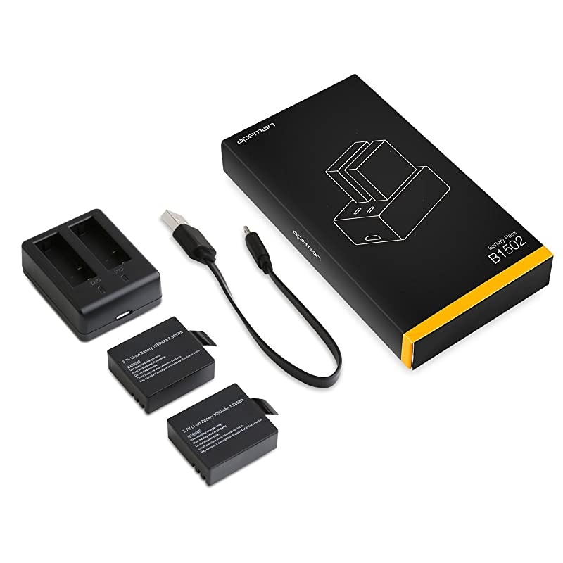 Action Camera Battery Rechargeable Dual 1350mAh Batteries USB Battery Charger with Smart LED Light for Sport Camera and 4k Action Camera