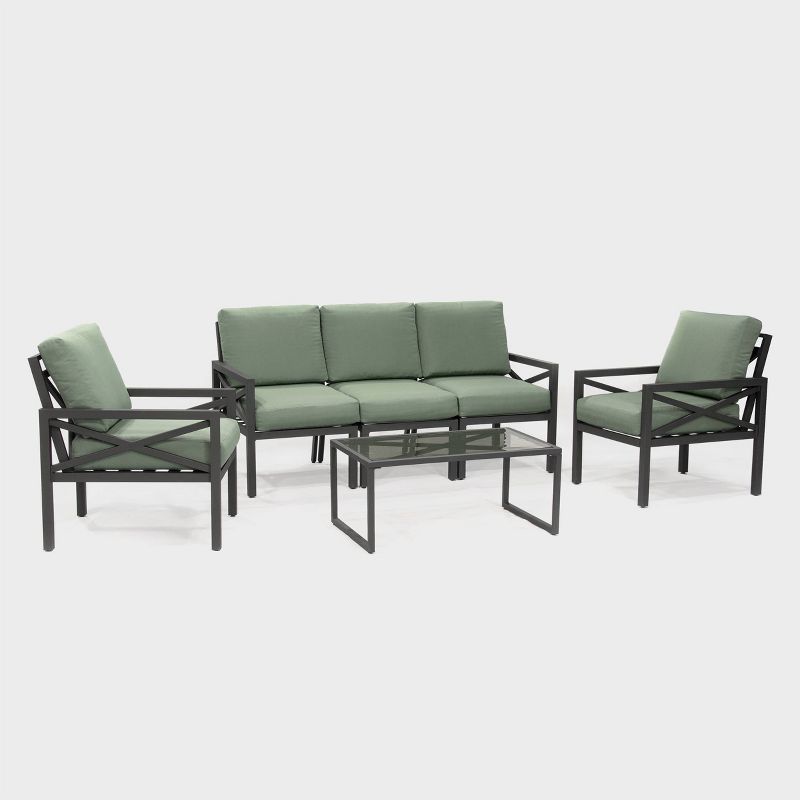 Blakely 6pc Outdoor Seating Set with Sunbrella - Sage - Leisure Made