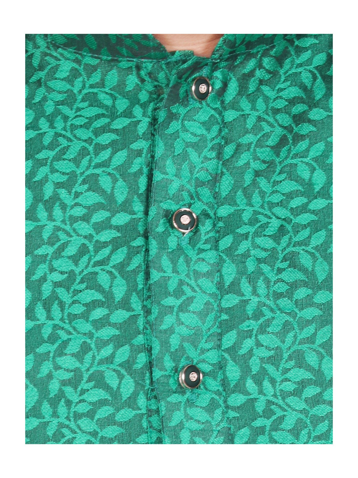 SG Yuvraj Kids Green & White Embroidered Full Sleeves Kurta with Pyjamas