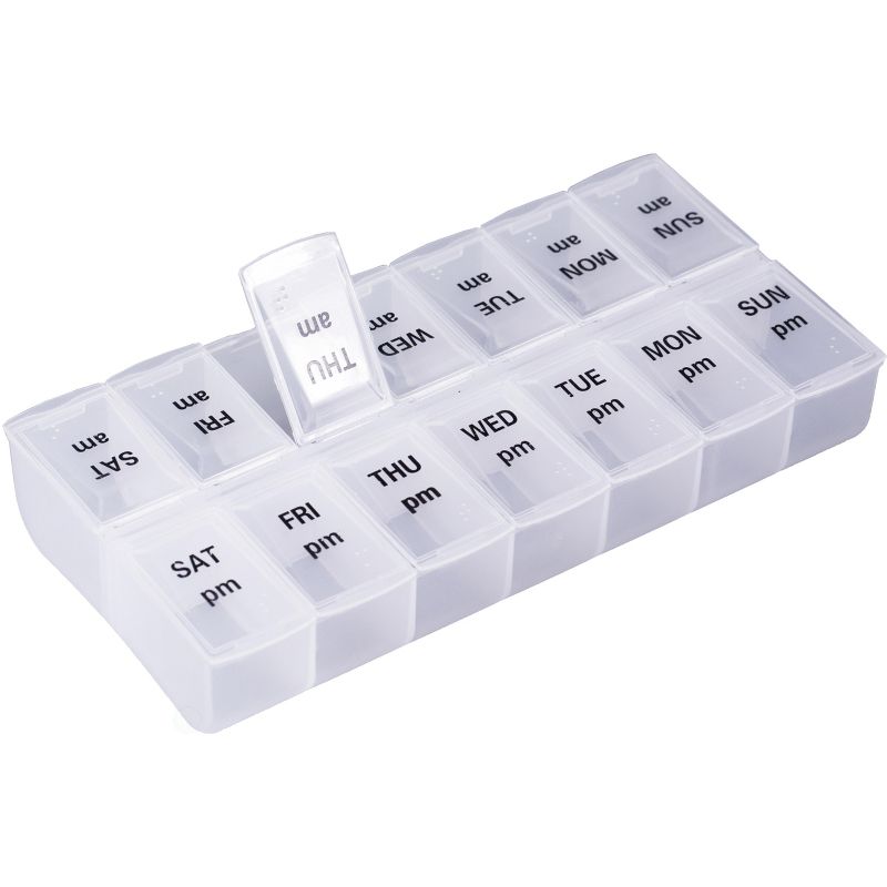 Basicwise Twice Daily Clear Plastic Pill Organizer