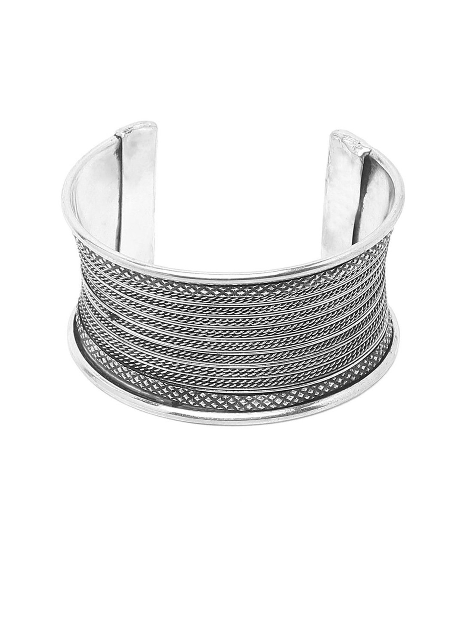 YouBella Jewellery Celebrity Inspired Silver-Plated Cuff Bracelet