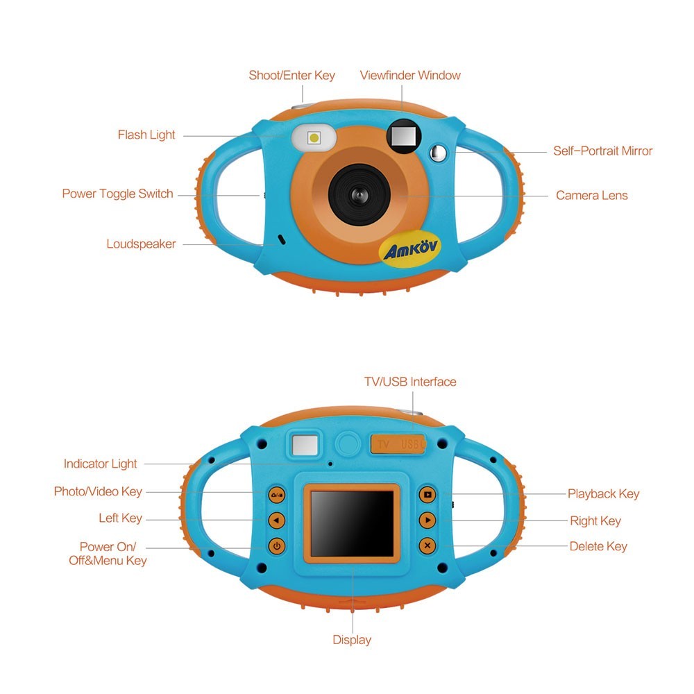 Cute Digital Video Camera Max. 5 Mega Pixels Built-in Lithium Battery Christmas New Year Present for Kids Children Boys Girls