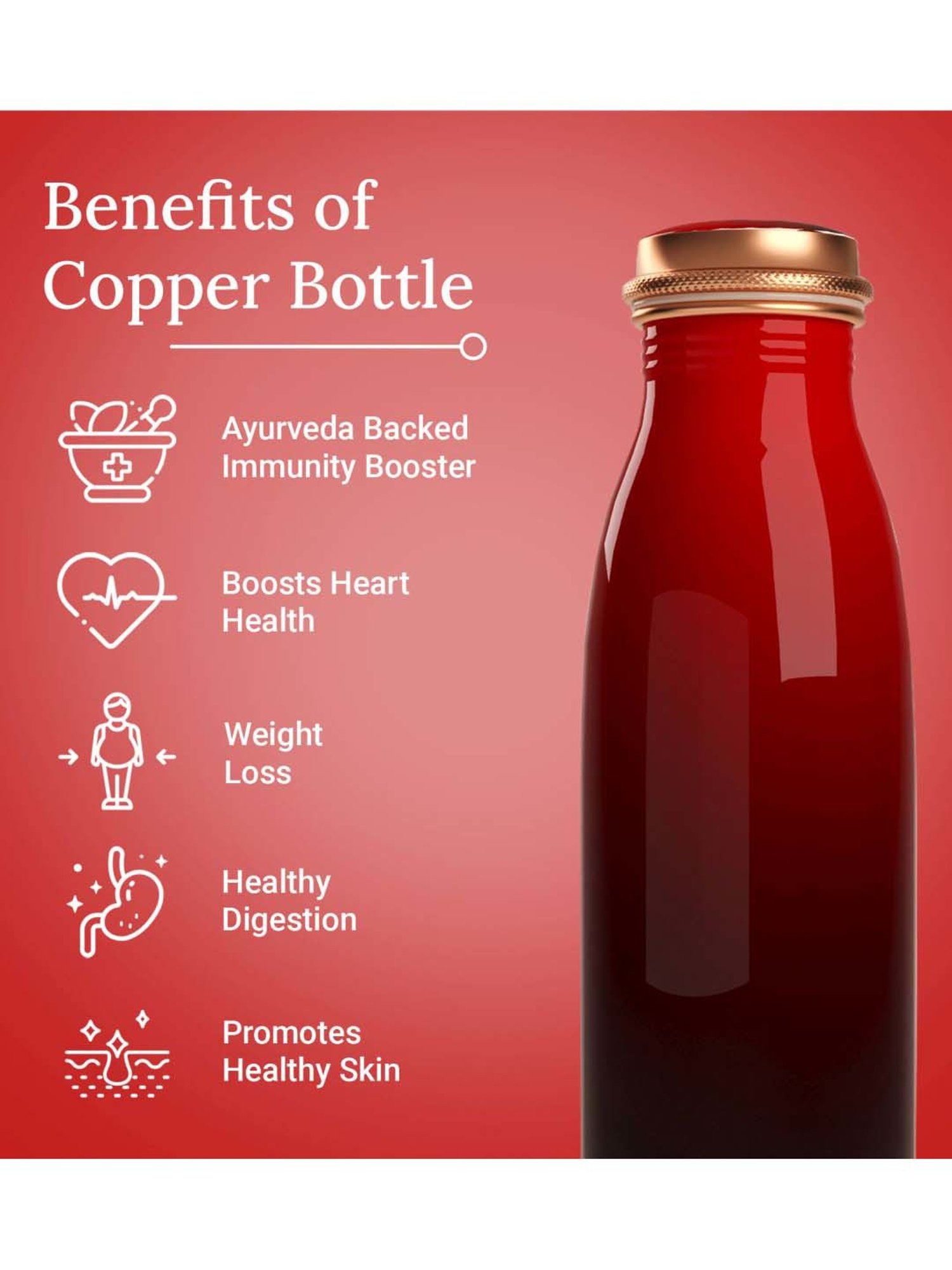 Everything Beautiful Red Copper Water Bottle - Seamless (0.95 L)