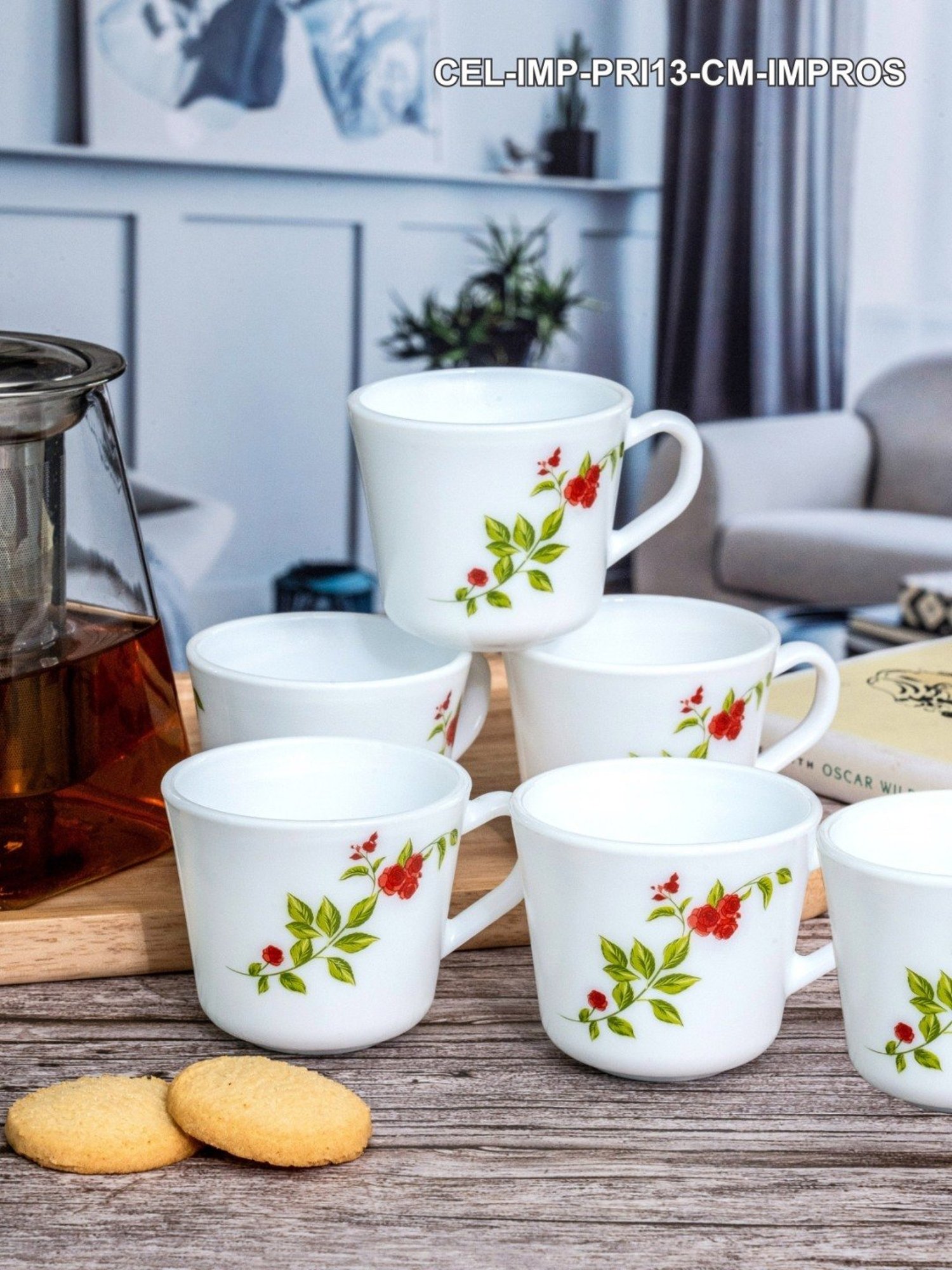 Larah by Borosil White Ceramic Opalware Mug - Set of 6 160ml