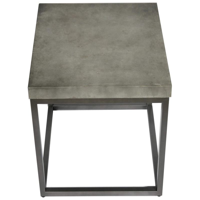 Wallace & Bay Onyx 22 Inch Modern Slate Gray Concrete Top Square Accent Side End Table with Reliable Metal Legs for Household Essentials