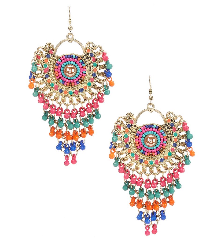 Natasha Accessories Beaded Chandelier Earrings