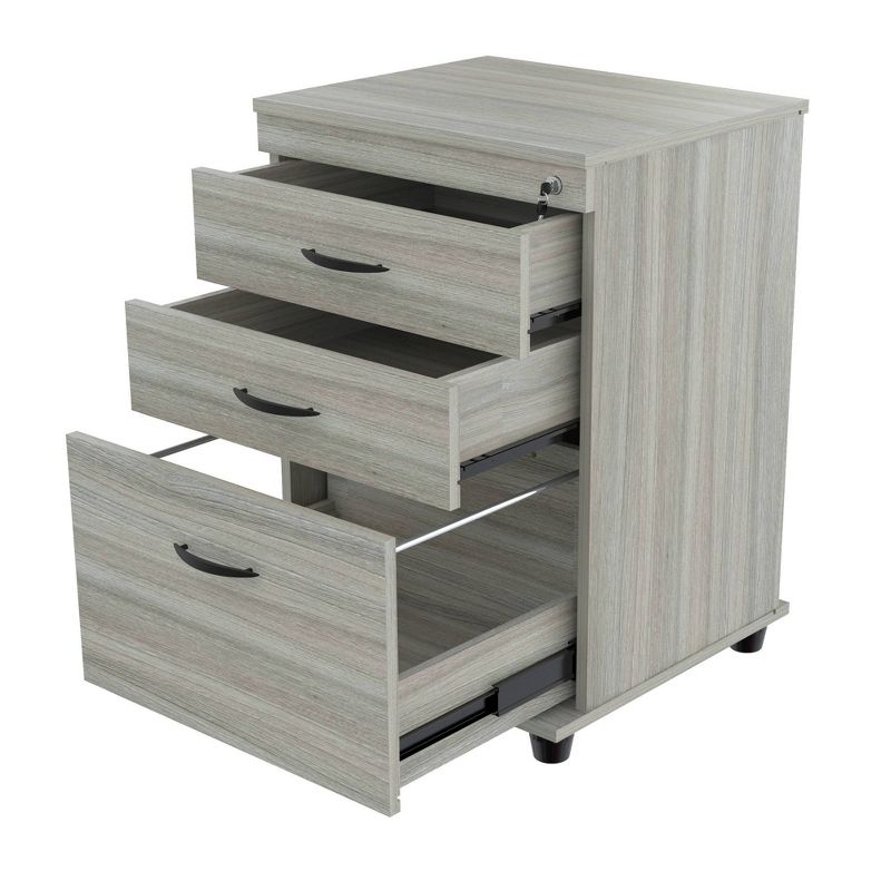 3 Drawer Locking File Cabinet Gray - Inval