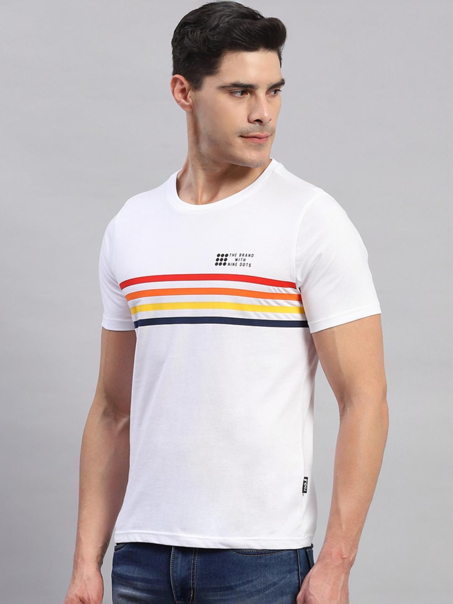 Rock.it White Cotton Regular Fit Printed T-Shirt