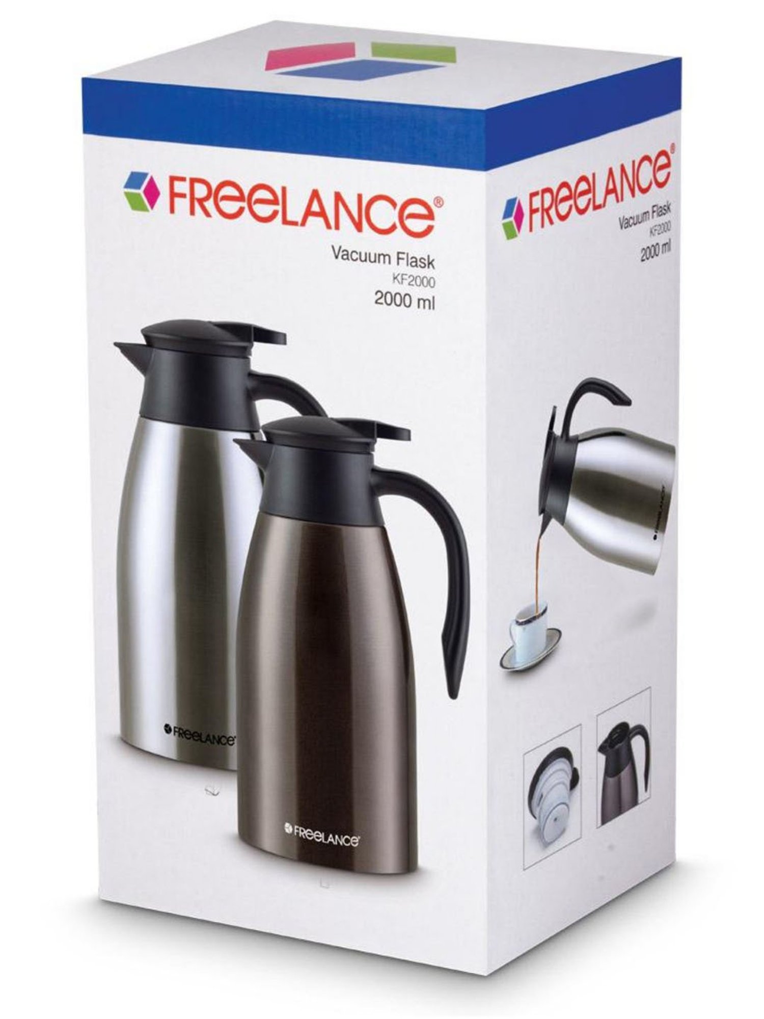 Freelance Silver Steel 2000 ml Vacuum Flask