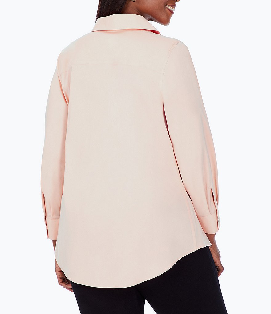 Foxcroft Plus Size Cecila Long Sleeve Wing Collar Non-Iron Stretch Tunic