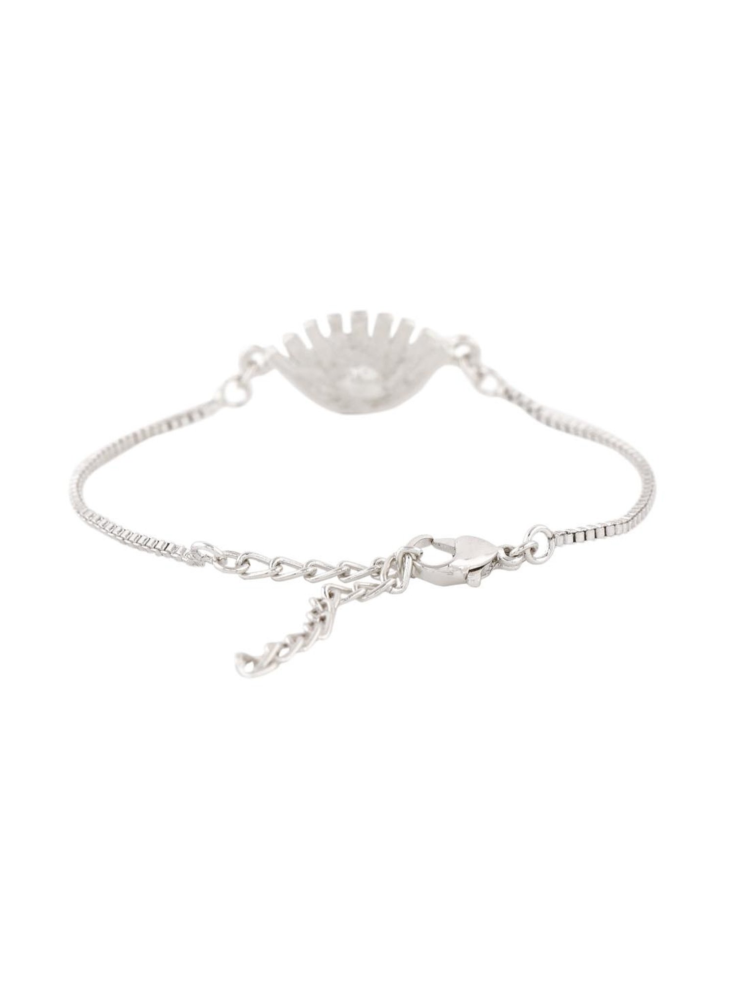 Estele Rhodium-Plated Sacred Evil Eye Bracelet with Austrian Crystals for Women