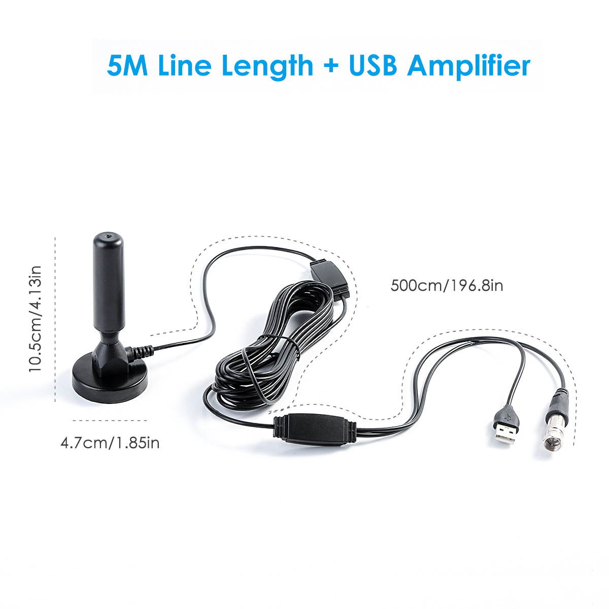 TV Antenna for Digital Indoor-HD High Definition Television Smart Signal Strength Amplifier Premium Power Booster Long Range Antennas with  1080P 4K 16ft Coax Cable