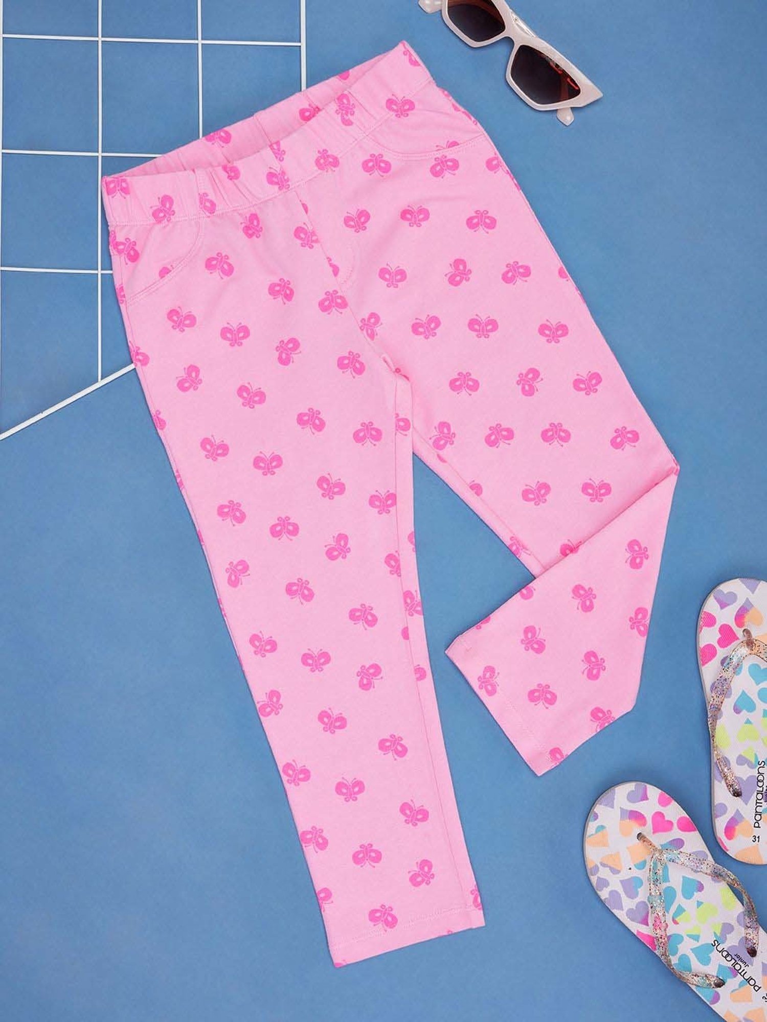 Pantaloons Junior Kids Candy Pink Cotton Regular Fit Legging