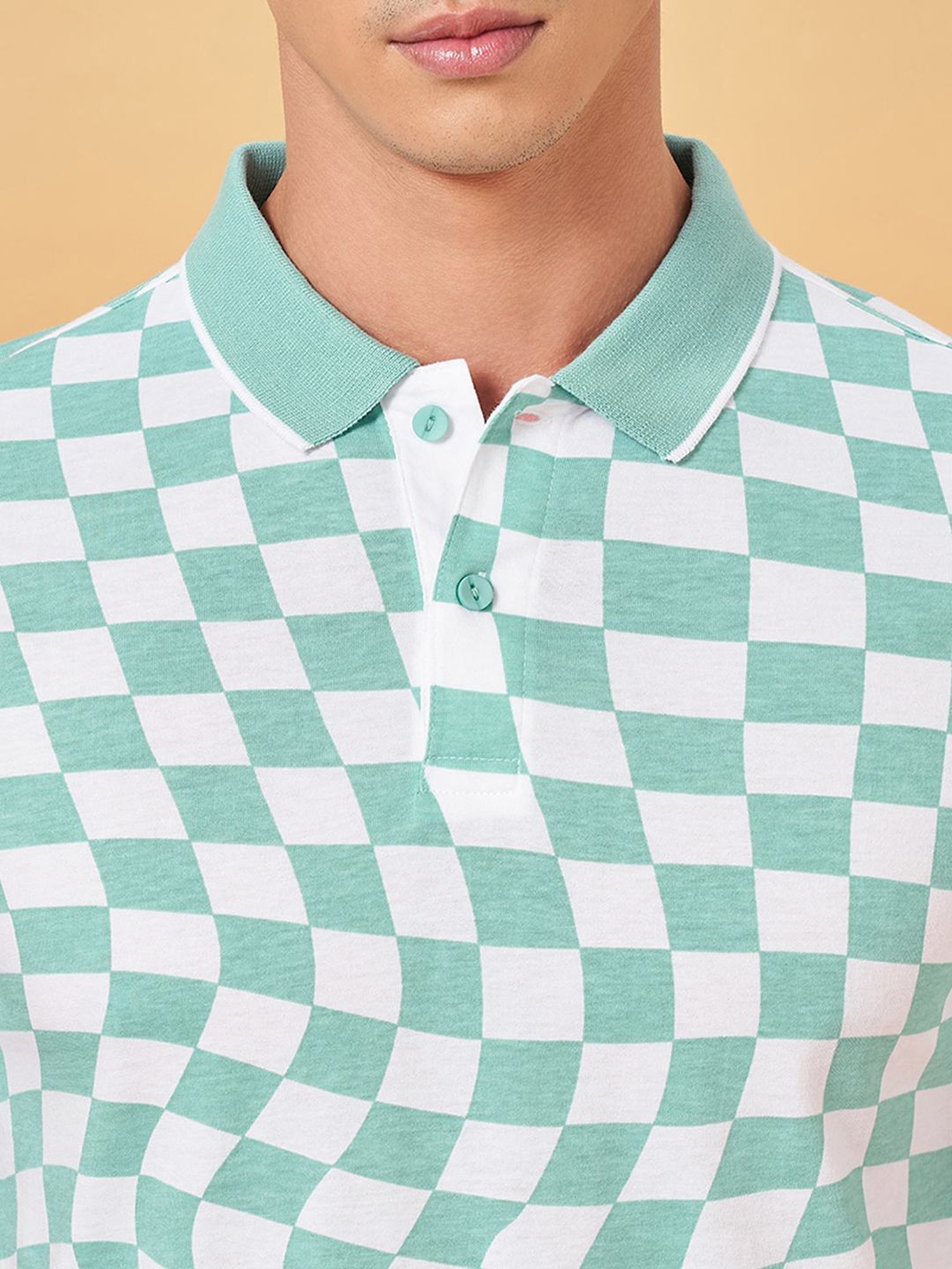 Byford By Pantaloons Teal Slim Fit Printed Polo T-Shirt