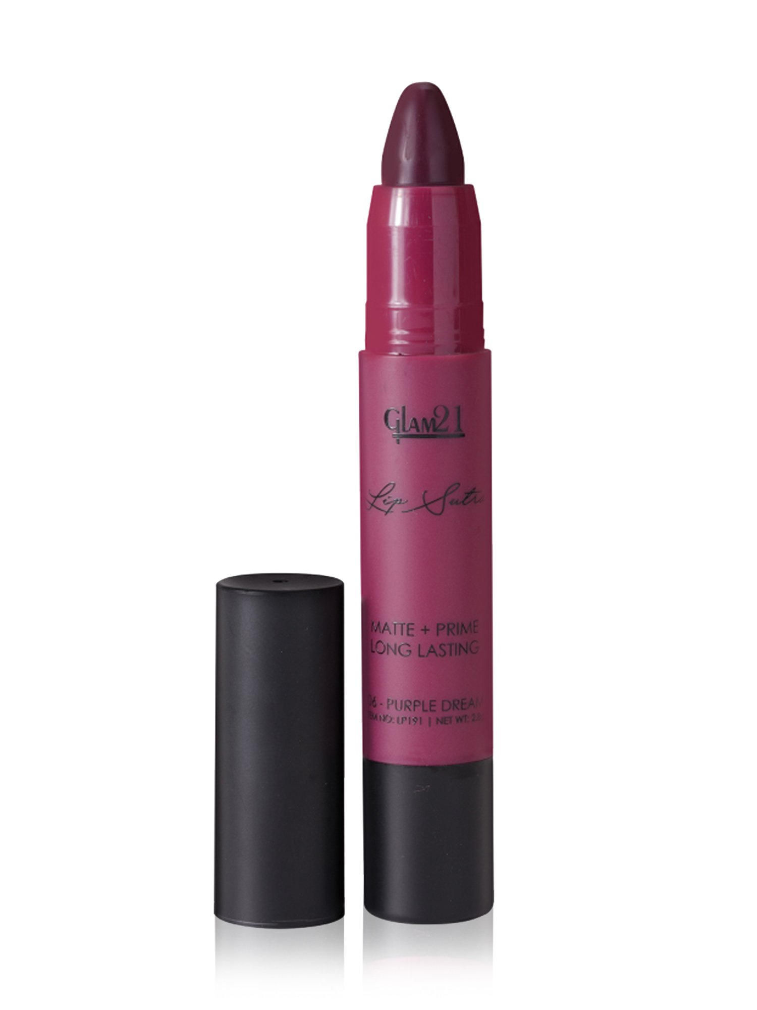Glam21 Lip Sutra Matte + Prime Crayon Lipstick 06 Purple Dream - 2.8 gm