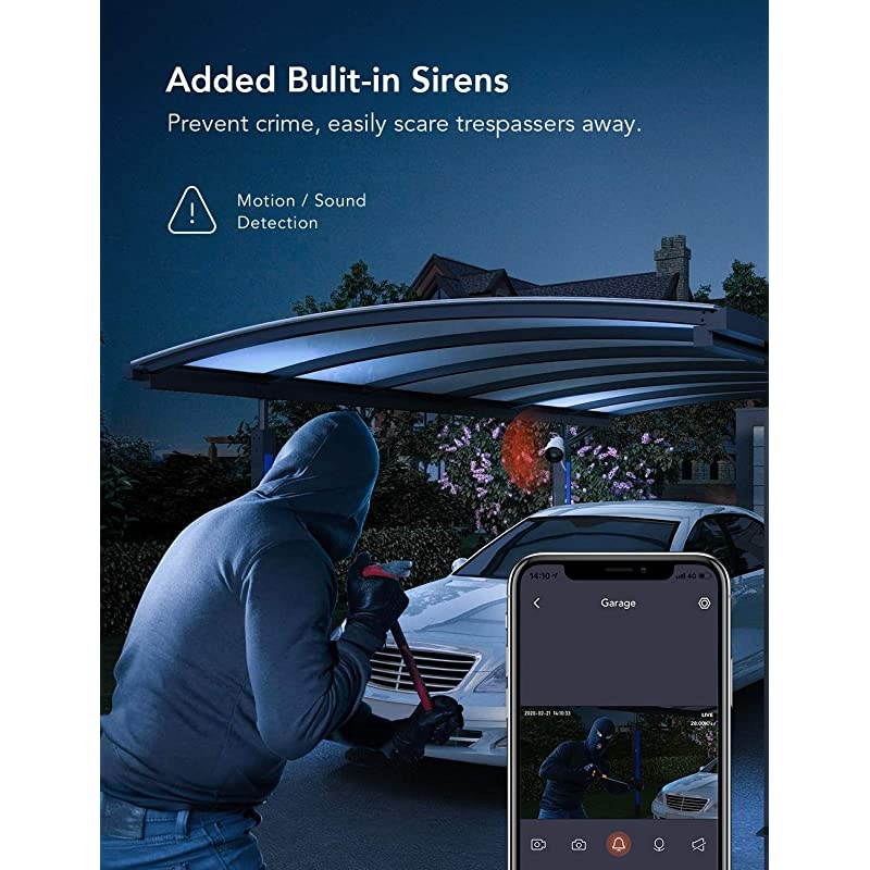 Outdoor Security Camera 1080P Night Vision Surveillance Cameras 24G WiFi IP66 Weatherproof 2Way Audio Motion Detection Activity Alert Deterrent Alarm Works with Alexa