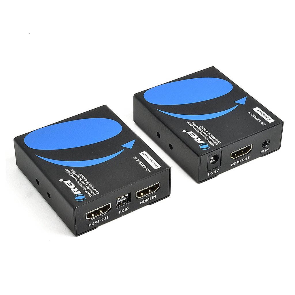 OREI HD-EX196E-K HDMI Extender Over Single CAT6A/CAT7 Cable Uncompressed 1080p @ 60Hz With IR EDID Management - Up To 196 Ft